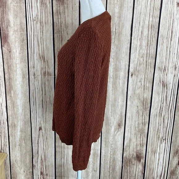 Maurice’s Red/Brown Dark Caramel Color Open Knit Sweater Medium - Picture 5 of 10